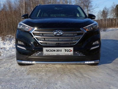 Накладка решётки радиатора 12 мм ТСС для Hyundai Tucson 2015-2018