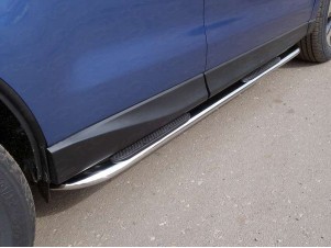 Пороги труба овальная с накладками гнутые 75х42 мм для Subaru Forester № SUBFOR16-15