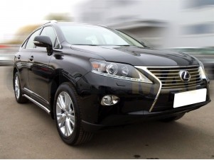 Пороги труба 60 мм с подгибами по форме короба для Lexus RX270/350/450 № RX12_2.1